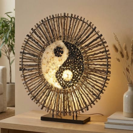 Woru Tafellamp Ying Yang Batur rond 40 cm bruin