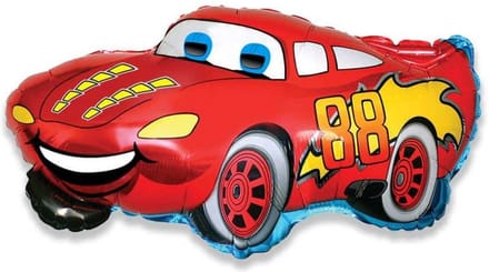 Auto folieballon smile GLIMLACH rood Cars 61cm (flat)