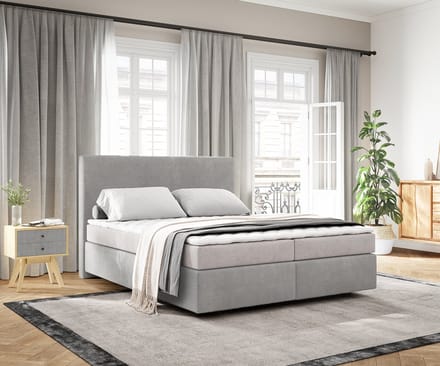 Boxspringbed Dream-Well Koord Zilvergrijs 160x200 cm met matras en topper