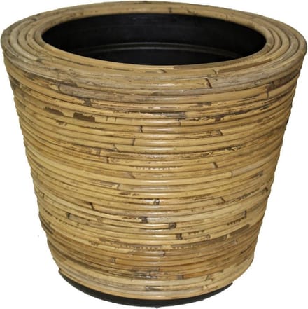 drypot rond streep grijs D27H20 cm Van der Leeden