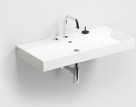 Clou Wash Me wastafel 90x42cm zonder plug mineraalsteen Wit