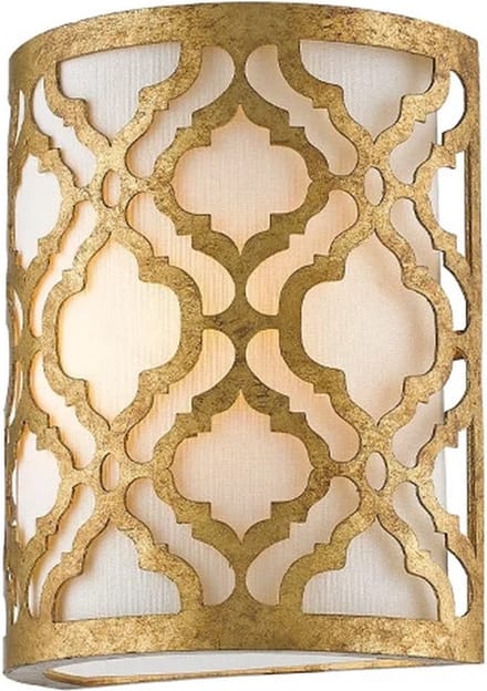 Gilded Nola LED Wandlamp Arabella | 1X E27 Max 60W | Distressed Gold, Ivory Shade