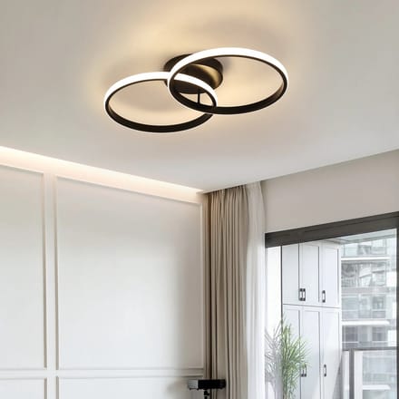 Goeco Plafondlamp - 54CM - 29W - moderne - dubbele ring - acryl - zwarte - 4500K