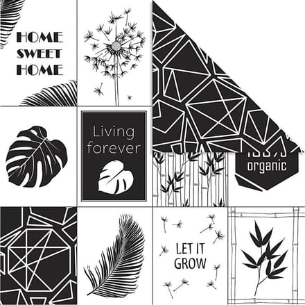 Design papier, bladeren & patroon, 180 gr, 5 vel/ 1 doos