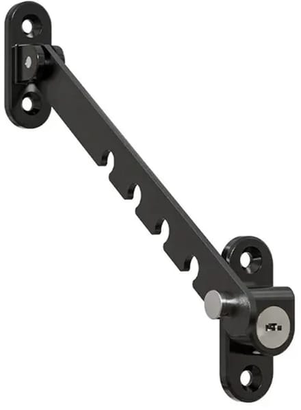 Raamgrendel met Slot - Raamvastzetter - Raamuitzetter - 160 mm - Montageplaat 45 x 20 mm - Metaal - Zwart