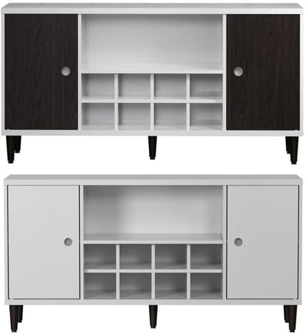 Evolution dressoir 2 deuren, 1 plank, 8 flessen wijn wit, zwart.