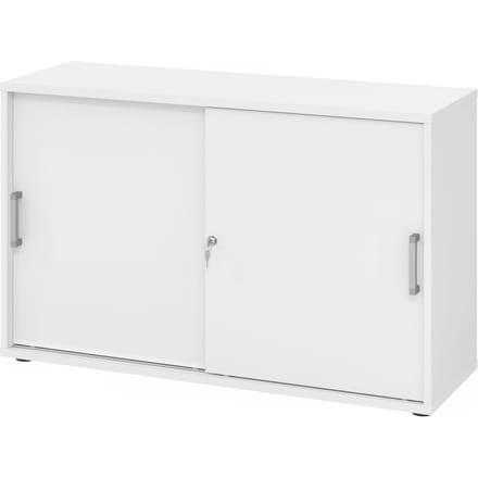 Schuifdeurkast TARVIS, 2 ordnerhoogten, B 1200 x D 400 x H 748 mm, afsluitbaar & stapelbaar, wit