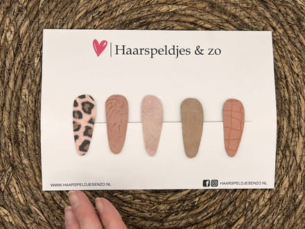 Haarspeldjes 'Lott' setje 15 - speldje met imitatieleer - 5 cm speldjes
