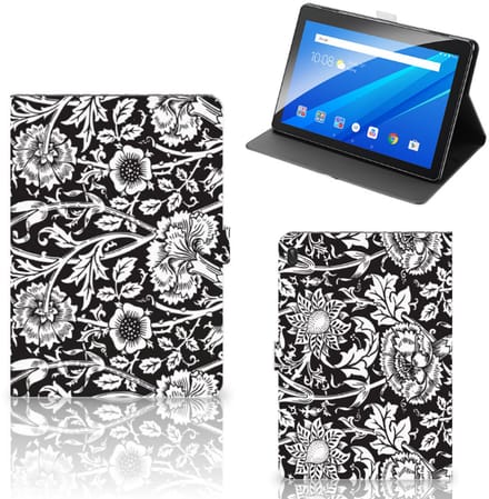 Lenovo Tab E10 Tablet Cover Black Flowers