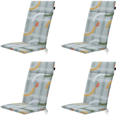 Madison - Tuinstoelkussen Hoge Rug Tess orange - Ca. 120x50 cm - Set van 4
