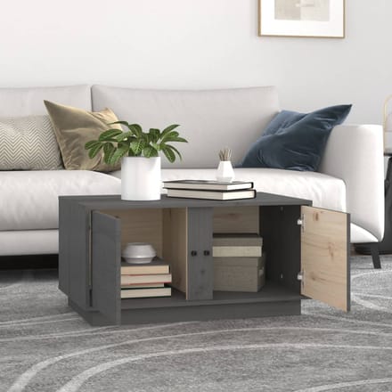 vidaXL - Salontafel - 80x50x40 - cm - massief - grenenhout - grijs