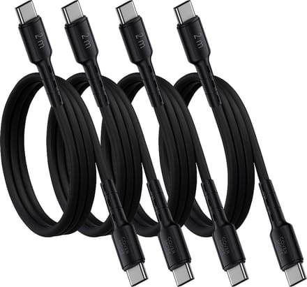 Usb C naar usb C kabel 2 meter - 4 stuks - Oplaadkabels - Snellaad en data kabel - Zwart