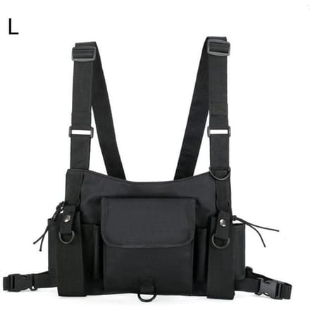Unisex Buiten Verstelbaar Vest, Borsttas, Schouder Taille Tas, Draagbaar en Duurzaam black