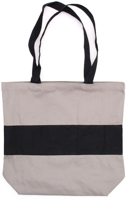 Two Tone Cotton Bag - 38x42x12cm - Grey & Black - 10oz