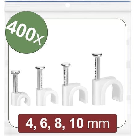 Quadrios 24CA425 Spijkerclip 24CA425 Bundel-Ø (bereik) 2 tot 10 mm Wit 400 stuk(s)