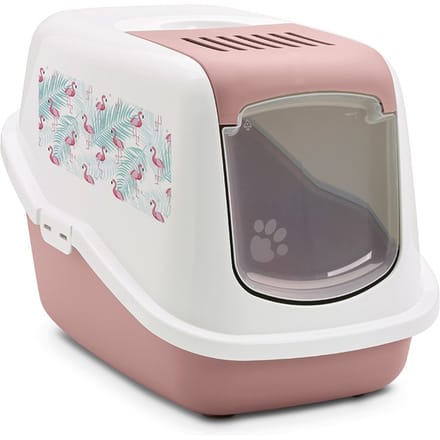 Savic Kattenbak Nestor Impression "Flamingo" Startersset: Kattenbak Roze / Wit