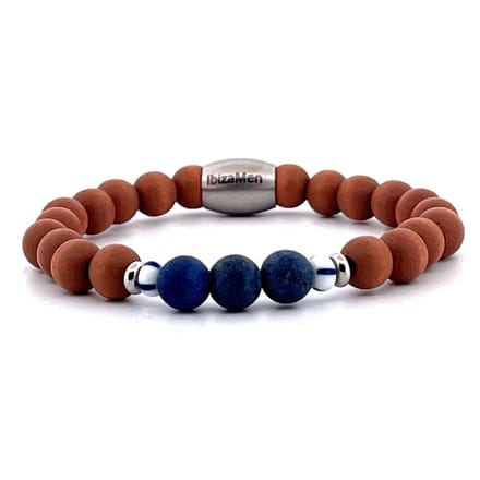 IbizaMen KIDS - jongens armband - hout - lapis lazuli - 6mm - 15cm