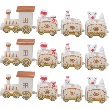 3 Ensembles Petits Trains Décorations de Noël Exquis Mini Ensemble Décor de Train Accessoires Décorations de Noël blanc