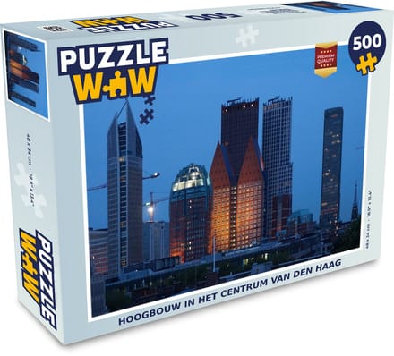 Puzzel Den Haag - Wolkenkrabber - Nacht - Legpuzzel - Puzzel 500 stukjes