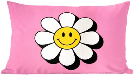 Sierkussens - Kussentjes Woonkamer - 60x40 cm - Smiley - Bloem - Roze