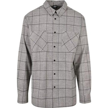 Urban Classics - Long Oversized Checked Greyish Overhemd - M - Grijs/Zwart