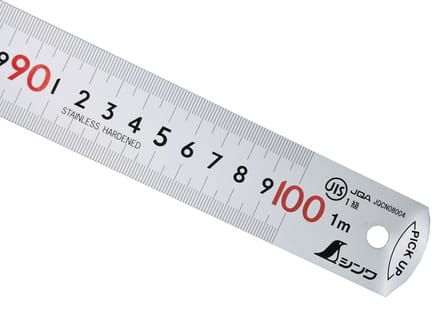 Shinwa 13140 roestvast stalen liniaal 100 cm, met opraaphulp Pick-Up