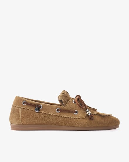 VIA VAI June Loua Mocassins Dames - Suède - Khaki - Maat 38