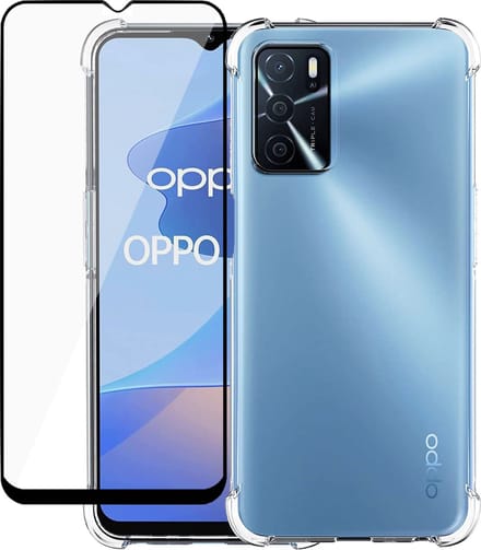 Geschikt voor Oppo A16/A16s Hoesje + Screenprotector - Transparant Case met Full Cover Glas
