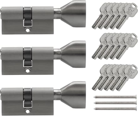 Knopcilinder 70 mm 35/35 gelijksluitend inclusief 15 sleutels