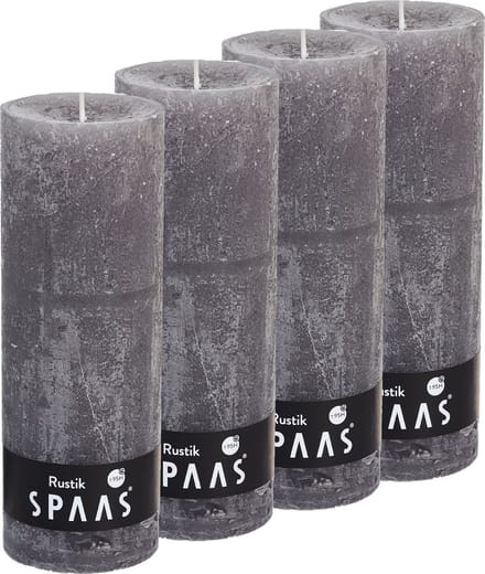 Spaas Rustieke Stompkaarsen 70/190 mm - Taupe - circa 95u - 4 kaarsen