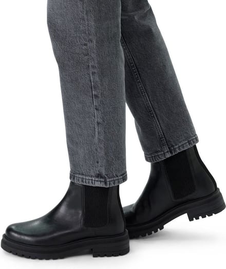 Manfield - Dames - Zwarte leren chelsea boots - Maat 41