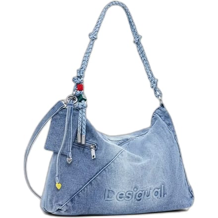 Desigual schoudertas Half Logo Leiria 2.0 Shoulder Bag Denim Raw blauw