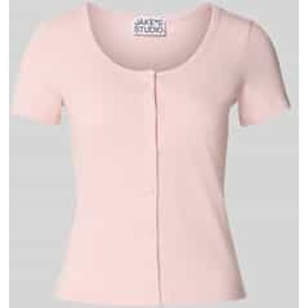 slim fit T-shirt met doorlopende knoopsluiting