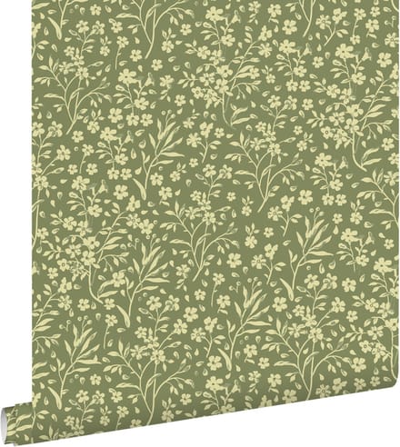 ESTAhome behang bloemetjes groen - 50 x 900 cm - 131210