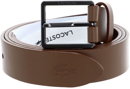 LACOSTE Leren Riem Casual Raw Edges W110 Tan Rubber Bruine