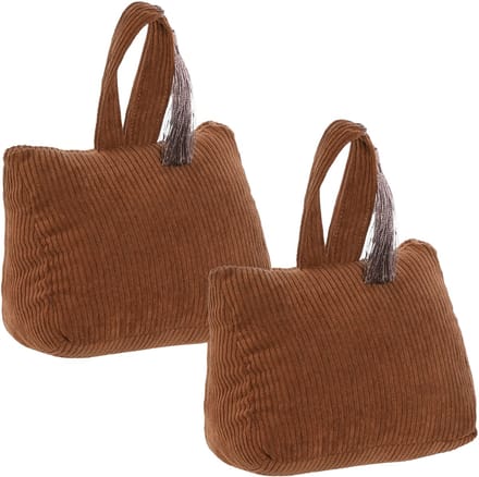 ITEM Deurstopper Rib - 2x - met kwast - bruin - polyester - 15 x 8 x 14 cm - 1 kg