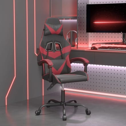 vidaXL - Gamestoel - kunstleer - zwart - en - wijnrood