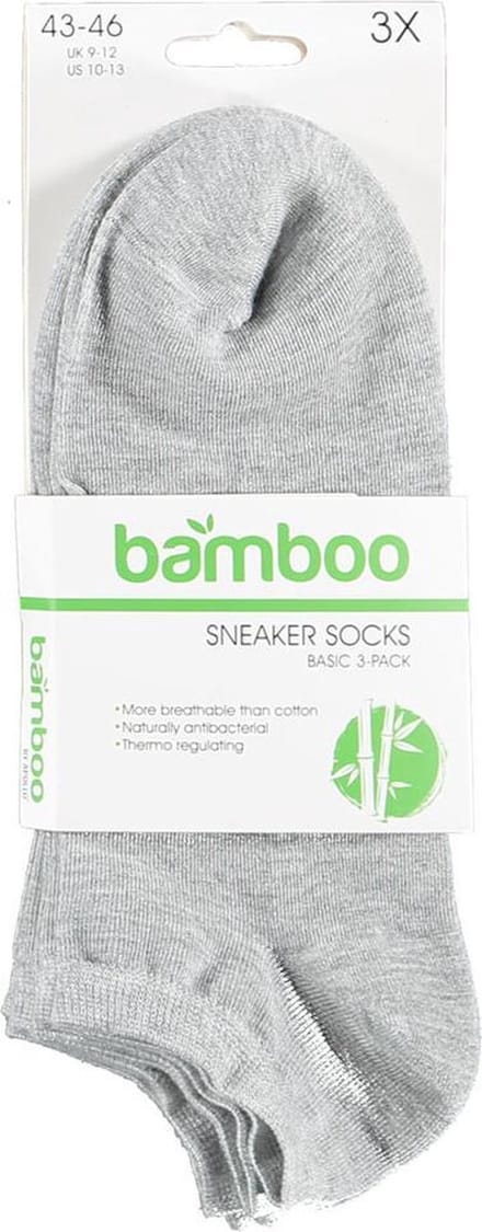 Apollo Sneakersokken Basic Bamboe Grijs 3-pack Maat 35-38