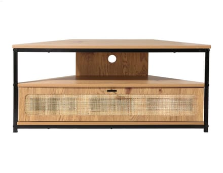 CALICOSY - Hoek-TV-meubel 1 deur met rotan webbing L100 cm - JAYA