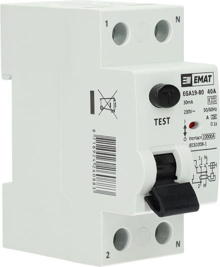 EMAT aardlekschakelaar 40A 30mA type A 1-fase (2P) (85002000)