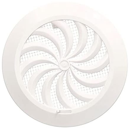 Rond Ventilatierooster 100 mm met Insectenbescherming - Afsluitbaar en Wit