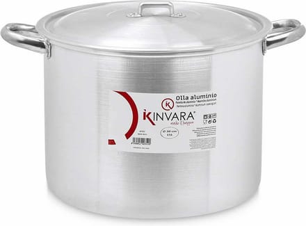 Kinvara grote kookpan/Soeppan met deksel - Aluminium - 15 liter - D30 x H27 cm