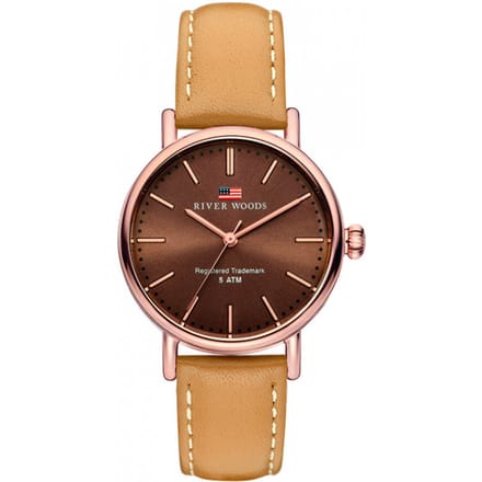 River Woods Oswego RW340019 Horloge - Leer - Bruin - Ø 34 mm