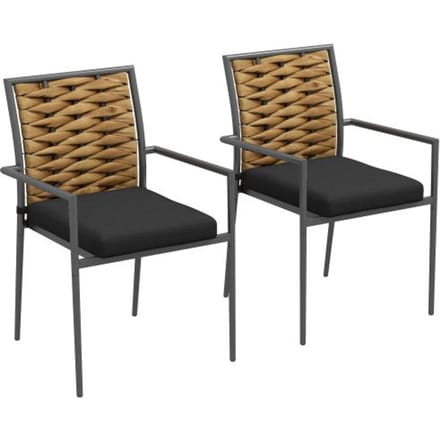 Chaise de jardin - Outsunny - Design moderne - Empilable - Confortable zwart