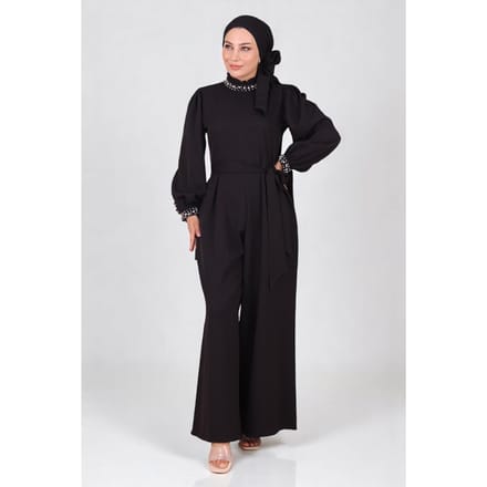 Parel Detailed Jumpsuit-jurk Zwart