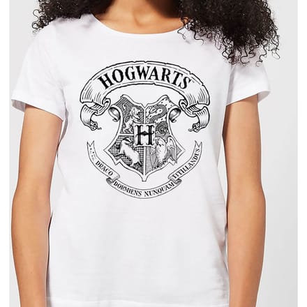 Harry Potter Hogwarts Crest Dames T-shirt - Wit - S