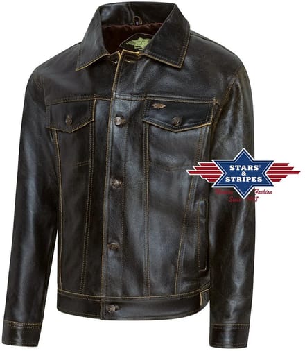 Lederen western jas Stars&Stripes BRANDO XL