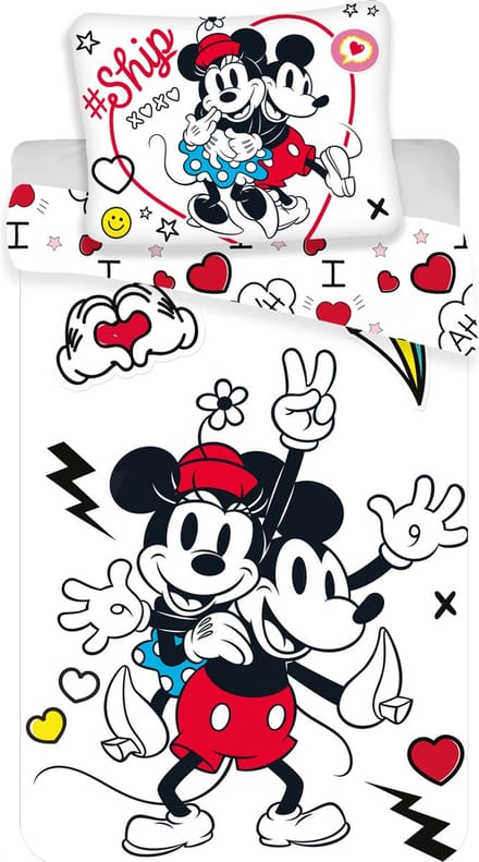 Disney Minnie Mouse Retro Heart Dekbedovertrek - Eenpersoons - 140 x 200 / 70 x 90 cm - Polyester