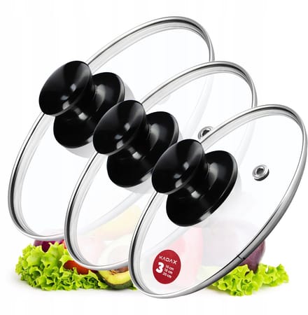 Set van 3 Glazen Deksel voor Pannen & Koekenpannen (16-20cm)
