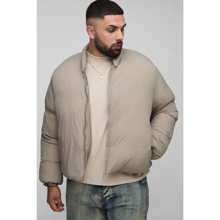 Plus Mono Gewatteerde Oversized Bomberjack | Taupe | Size 2XL